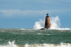 Waves Around Whaleback Lighthouse Tower in Maine